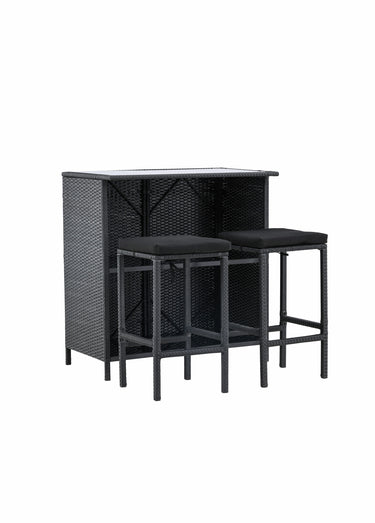 Ensemble tressé Bar + 2 Tabourets hauts Noir