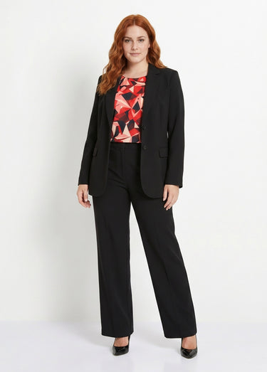 Pantalon fluide large maille stretch unie Noir