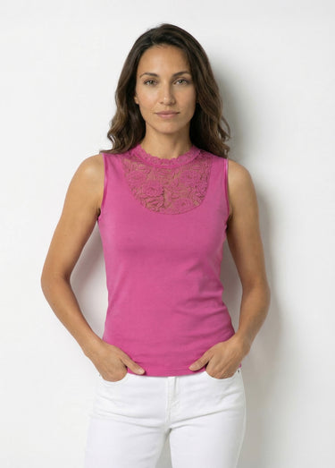 Maillot de corps sans manches dentelle Pivoine