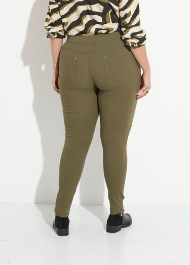 Pantalon extensible taille élastiquée Kaki