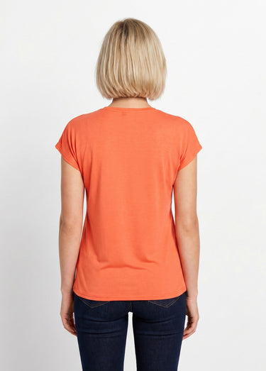 T-shirt court extensible dentelle Orange