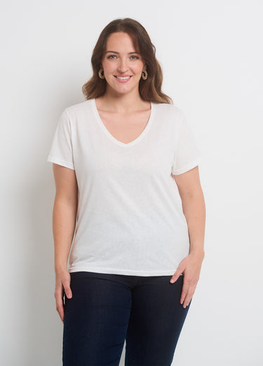 T-shirt maille pailletée manches courtes Blanc