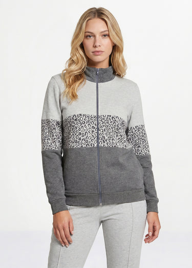 Veste détente zippée molleton col montant Gris