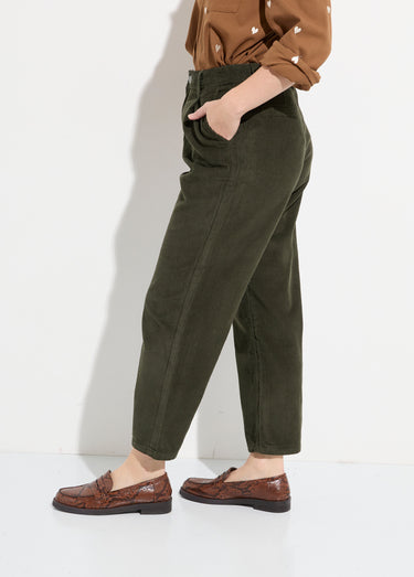 Pantalon large velours, spécial PETITE Kaki
