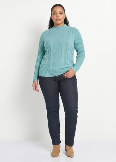 Pull chaud style irlandais col montant Vert