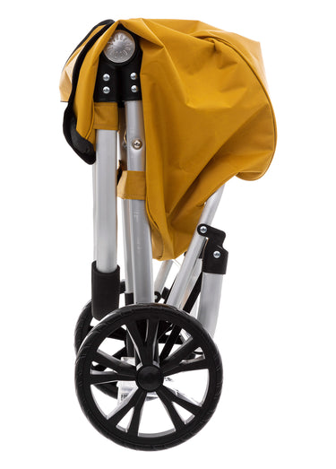 Chariot de courses compact en tissu Moutarde
