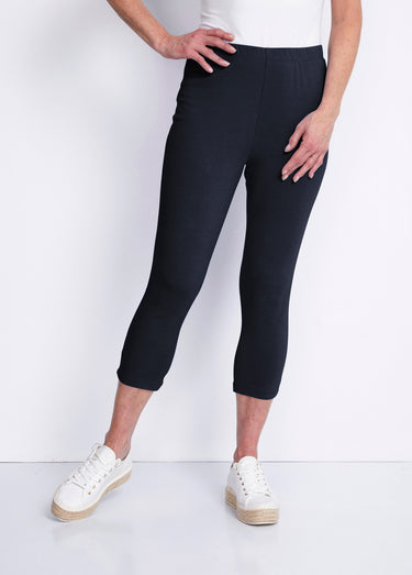 Legging court coton uni ou imprimé Marine