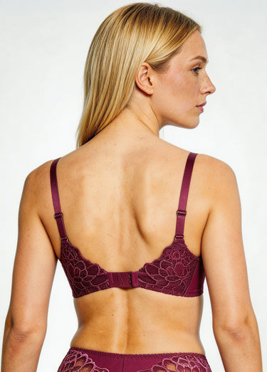 Soutien-gorge avec armatures dentelle et microfibre Cassis
