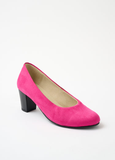 Escarpins cuir bout rond largeur confort Fuchsia