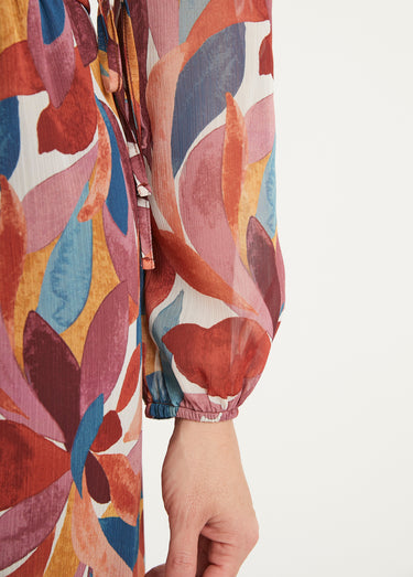 Robe courte voile imprimé effet cache-coeur Orange/Bleu