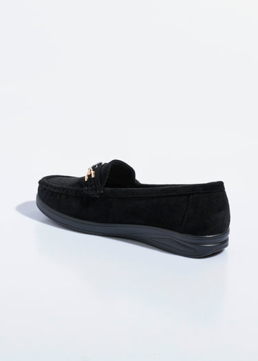 Mocassins compensés souples en suédine Noir