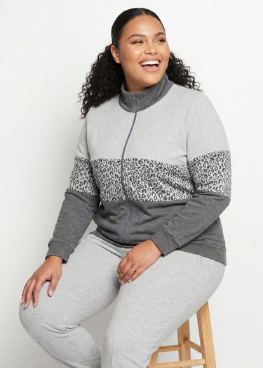 Veste détente zippée molleton col montant Gris