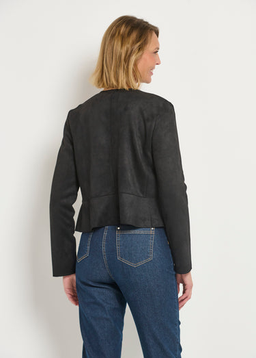 Veste courte à basques en suédine Noir
