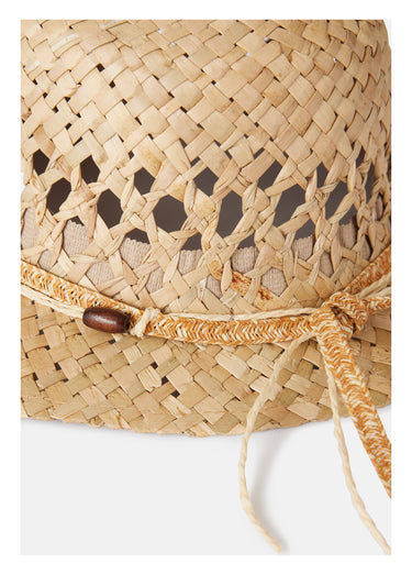 Chapeau en raphia tressé ajouré Naturel