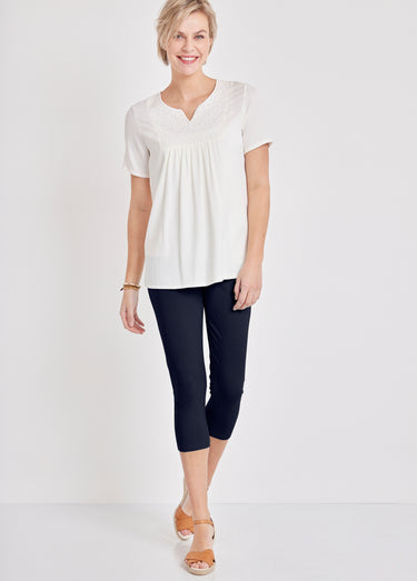Legging court coton uni ou imprimé Uni Marine