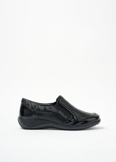 Mocassins élastiqués compensés en cuir Noir