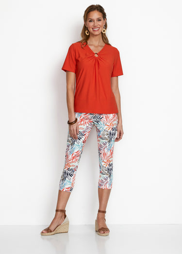 Legging court coton uni ou imprimé Multicolore