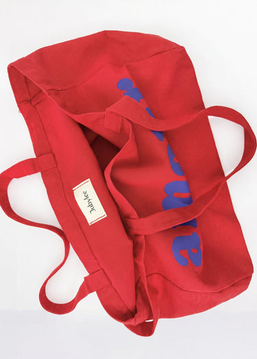 Sac en toile canvas message Amour Rouge/Bleu