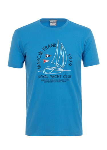 T-shirt manches courtes, thème nautique Bleu Royal