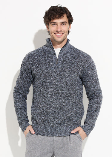 Pull col zippé chaud intérieur polaire Gris Fonce