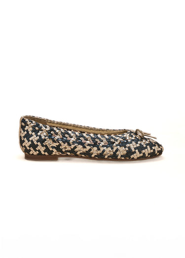 Ballerines cuir tressé, largeur confort Marine/Dore