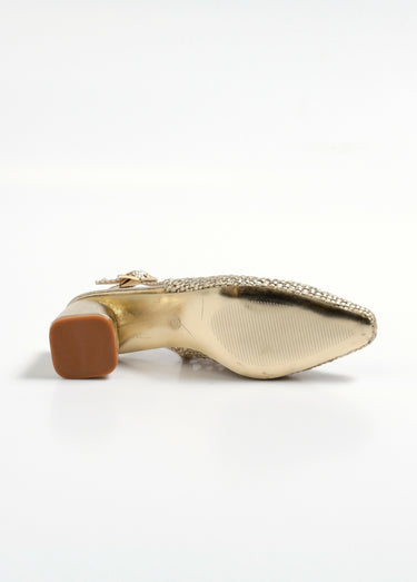 Escarpins tressés pointus talon ouvert Dore