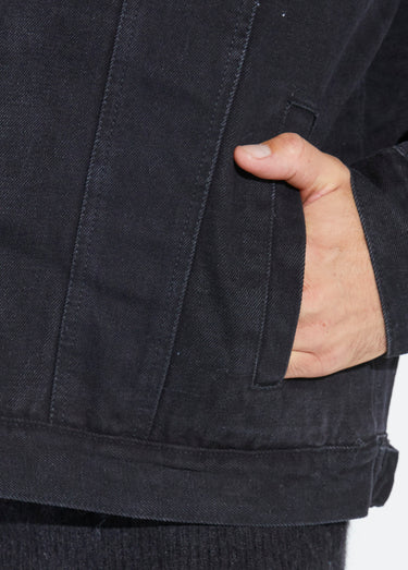 Blouson en jean intérieur fausse fourrure Noir