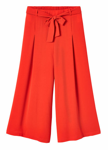 Jupe-culotte longue taille semi-élastiquée Uni Rouge