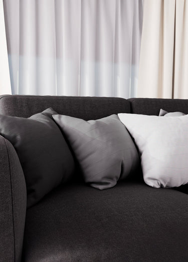 Housse de coussin bachette coton, motif lignes Gris