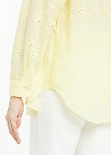 Chemisier coton avec broderie anglaise Jaune