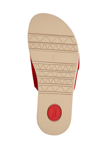 Mules bride cuir velours avec boucle métal Rouge