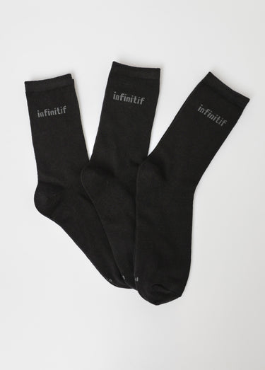 Lot de 3 Chaussettes logo, unies Noir