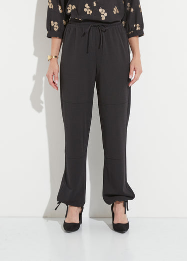 Pantalon large ceinture élastiquée maille crêpe unie Noir