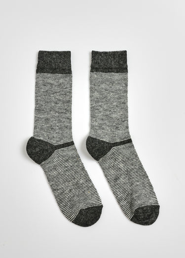 Paire de chaussettes rayées chaudes avec laine Gris