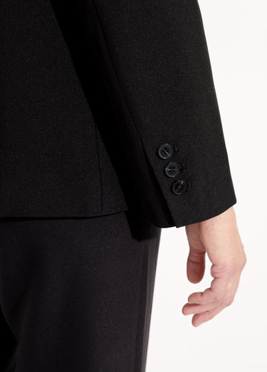 Veste tailleur unie fluide double boutonnage Noir