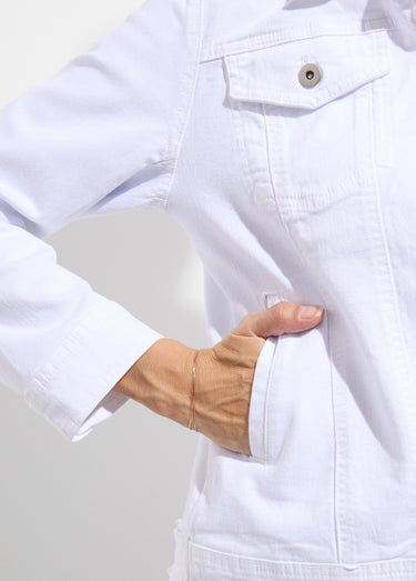 Veste en jean coupe droite stretch Blanc