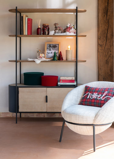 Etagère ovale chic métal et bois Naturel