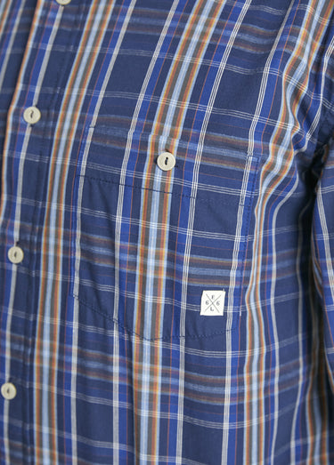 Chemise manches longues uni ou carreaux coton Carreaux Bleu