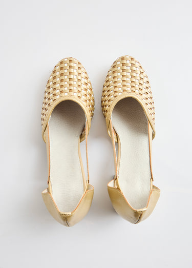 Escarpins à talon cuir Beige/Blanc