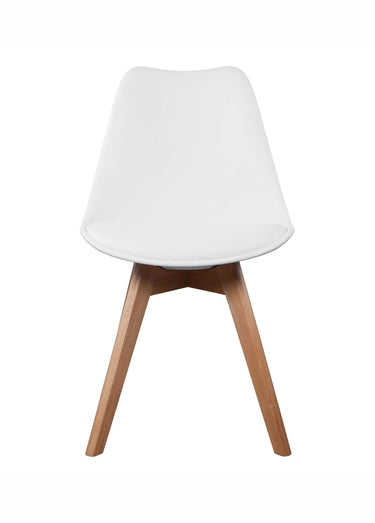 Set 4 Chaises assise coque et pieds bois Blanc