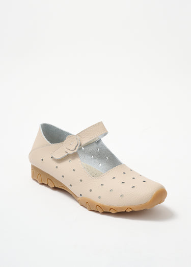 Ballerines perforées en cuir avec bride Rose Nude