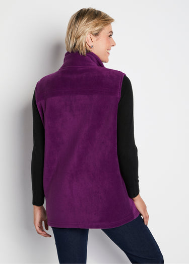 Blouson zippé sans manches polaire Aubergine