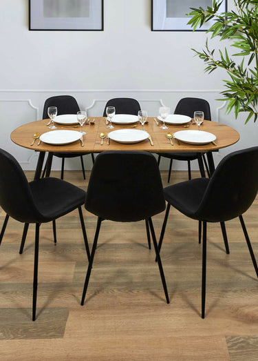 Table bois extensible ovale pieds compas Marron/Noir