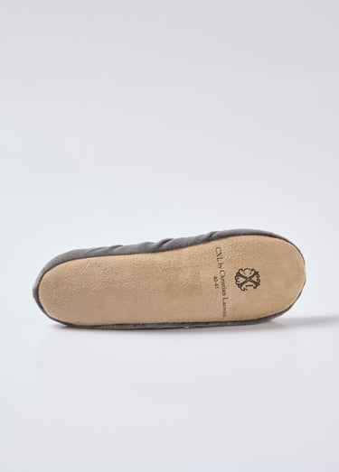 Chaussons façon ballerines en velours Gris