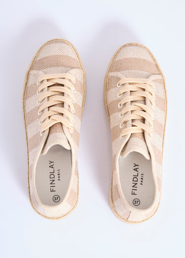 Baskets semelle plateforme façon corde Raye Beige