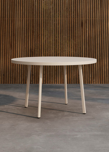 Table de jardin alu rainuré, diam 120cm Beige