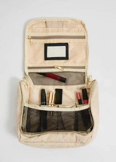 Trousse de toilette à suspendre, velours Beige