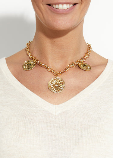 Collier maille alternée inox + médailles Dore