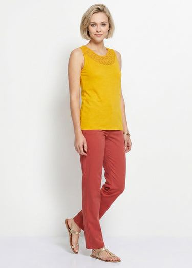 Débardeur court maille flammée coton Safran