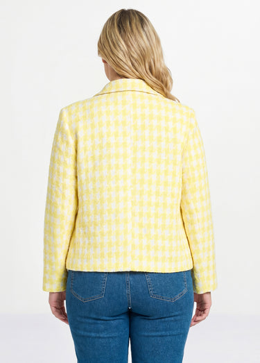 Veste pied de poule courte Jaune/Blanc